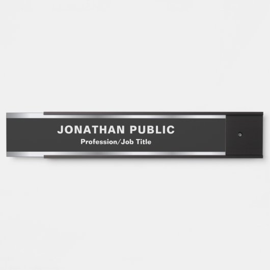 Custom Modern Black & Silver Glamour Luxurious Deurbordje (Voorkant)