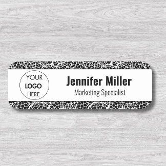 Custom Modern Black & White Business Logo Naam Tag