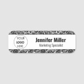 Custom Modern Black & White Business Logo Naam Tag (Voorkant)