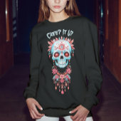 Custom Modern Blauw Roze Halloween Suikerschedel Trui