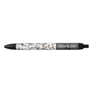 Custom Modern Blauwgroen Grijs Bruin Zwart Terrazz Zwarte Inkt Pen