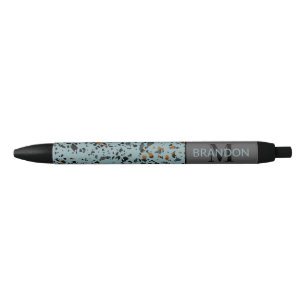 Custom Modern Blauwgroen Grijs Bruin Zwart Terrazz Zwarte Inkt Pen