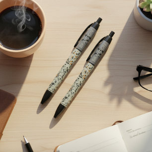 Custom Modern Blauwgroen Grijs Bruin Zwart Terrazz Zwarte Inkt Pen