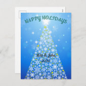 Custom Modern Blue Christmas Holiday Briefkaart (Voorkant / Achterkant)