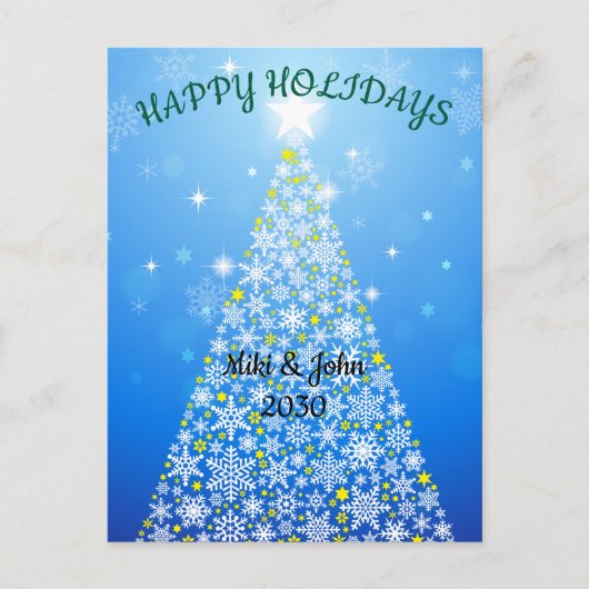 Custom Modern Blue Christmas Holiday Briefkaart (Voorkant)