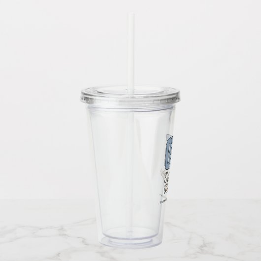 Custom Modern Blue One Silly Goose First Birthday Acryl Drinkbeker (Rechts)