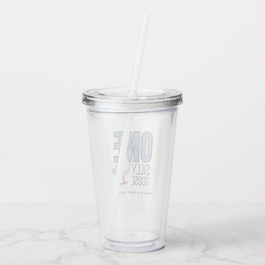 Custom Modern Blue One Silly Goose First Birthday Acryl Drinkbeker (Achterkant)
