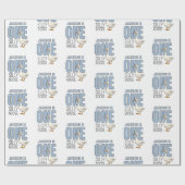 Custom Modern Blue One Silly Goose First Birthday Cadeaupapier (Vlak)