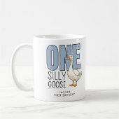 Custom Modern Blue One Silly Goose First Birthday Koffiemok (Links)