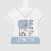 Custom Modern Blue One Silly Goose First Birthday Ornament (voorkant)