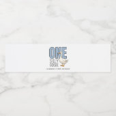 Custom Modern Blue One Silly Goose First Birthday Waterfles Etiket (Enkel label)