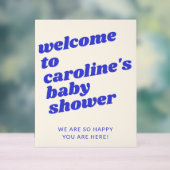 Custom Modern Blue Retro Baby Shower Welcome Acryl Bord (Neutraal)