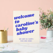 Custom Modern Blue Retro Baby Shower Welcome  Acryl Bord (Huwelijk)