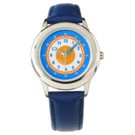 Custom Modern Bold Blauw & Sinaasappel Educatief Horloge