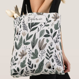 Custom Modern Botanical Everyday Style Tote Bag