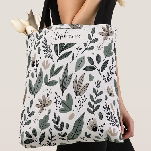 Custom Modern Botanical Everyday Style Tote Bag