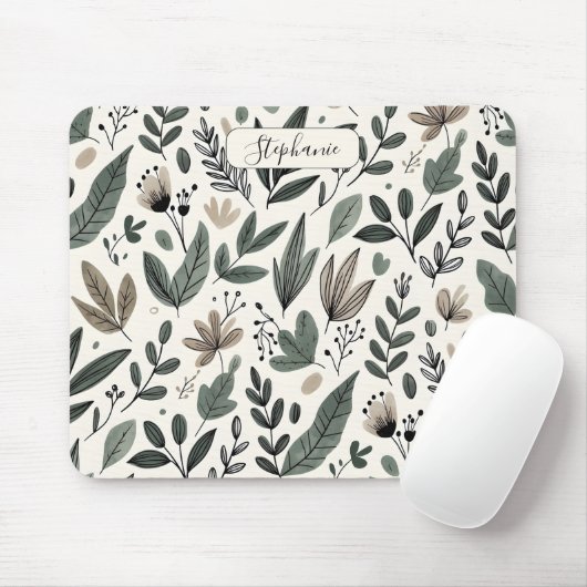 Custom Modern Botanical Office Pattern Muismat (Met muis)