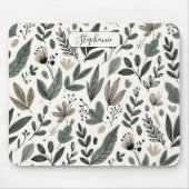 Custom Modern Botanical Office Pattern Muismat (Voorkant)