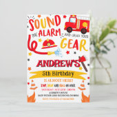 Custom Modern Brandweerman Verjaardagsfeest Kaart (Staand voorkant)