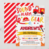 Custom Modern Brandweerman Verjaardagsfeest Kaart (Voorkant / Achterkant)