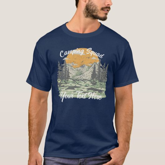 Custom Modern Camping Wandelen Familie Retro T-shirt (Voorkant)