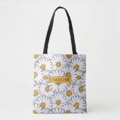 Custom Modern Chic Daisy Floral Patroon Tote Bag (Voorkant)