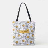 Custom Modern Chic Daisy Floral Patroon Tote Bag (Achterkant)