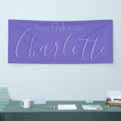 Custom Modern Chic Paarse Happy 17th Verjaardag Spandoek (Beurs)