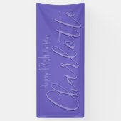 Custom Modern Chic Paarse Happy 17th Verjaardag Spandoek (Verticaal)