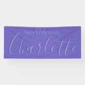 Custom Modern Chic Paarse Happy 17th Verjaardag Spandoek (Horizontaal)