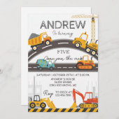 Custom Modern Construction Birthday card Kaart (Voorkant / Achterkant)