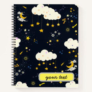 Custom Modern Cool magische hemel sterren Rocket G Notitieboek