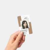Custom Modern Corporate Employee ID Badge Brown (Handheld)