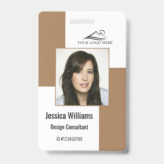 Custom Modern Corporate Employee ID Badge Brown (Front)