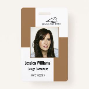 Custom Modern Corporate Employee ID Badge Brown