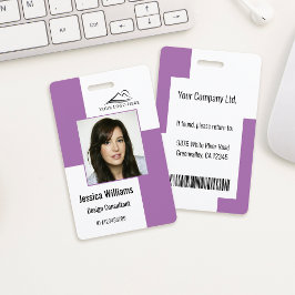 Custom Modern Corporate Employee ID Badge Paars