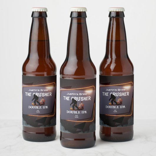 Custom Modern Dark Bigfoot bewerkbaar Sinaasappel Bier Etiket (Flessen)