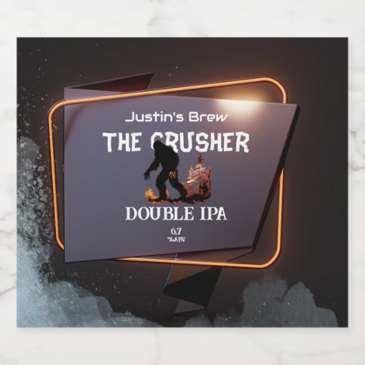 Custom Modern Dark Bigfoot bewerkbaar Sinaasappel Bier Etiket (Enkel label)