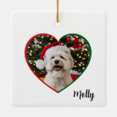 Custom Modern Dog Photo Christmas Keramisch Ornament (Achterkant)