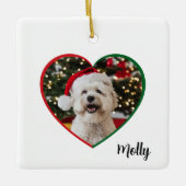 Custom Modern Dog Photo Christmas Keramisch Ornament (Voorkant)