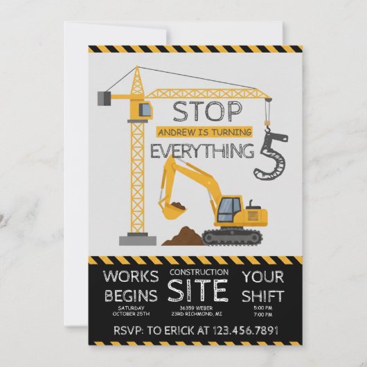 Custom Modern Dump Truck birthday party Kaart (Voorkant)