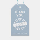 Custom Modern Dusty Blue Afstuderen Bedankt Cadeaulabel (Voorkant)