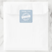 Custom Modern Dusty Blue Afstuderen Bedankt Vierkante Sticker (Tas)