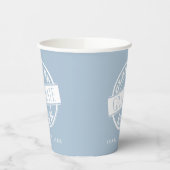 Custom Modern Dusty Blue Afstuderen Papieren Bekers (Links)