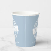 Custom Modern Dusty Blue Afstuderen Papieren Bekers (Rechts)