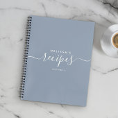 Custom Modern Dusty Blue Elegant Script Recipe Notitieboek