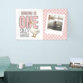 Custom Modern Een Gekke Gans Eerste Verjaardag Par Spandoek (Beurs)