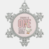 Custom Modern Een Gekke Gans Eerste Verjaardag Tin Sneeuwvlok Ornament (Voorkant)