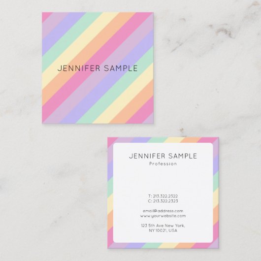 Custom Modern Eenvoudig Schattige Ontwerp Sjabloon Vierkante Visitekaartje (Voorkant / Achterkant)