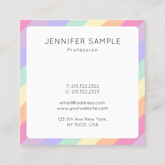 Custom Modern Eenvoudig Schattige Ontwerp Sjabloon Vierkante Visitekaartje (Achterkant)